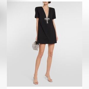 AREA Black Mini Dress with Pearl Bow Detail